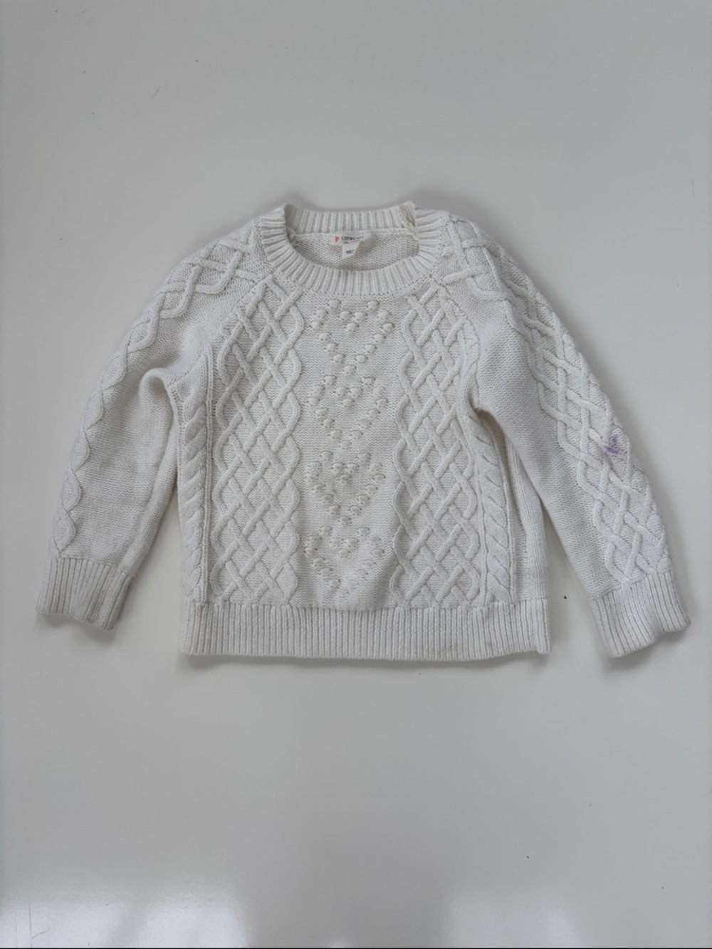 J.Crew Crewcuts Little Girl's Heart Cable-knit Sweater in White SPRING Size XS